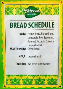 Chicco's Deli Bread Schedule