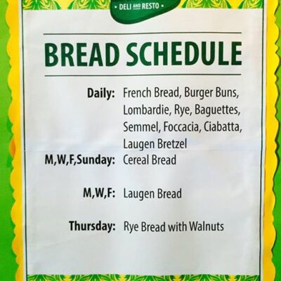 Daily Bread Schedule