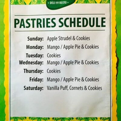 Daily Pastries Schedule